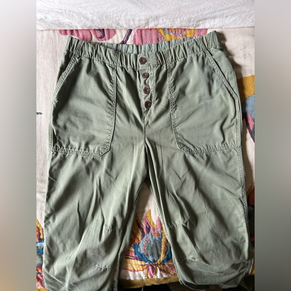 Free People Cadet Pull On Jogger Size Medium Washed Olive Green High Waist